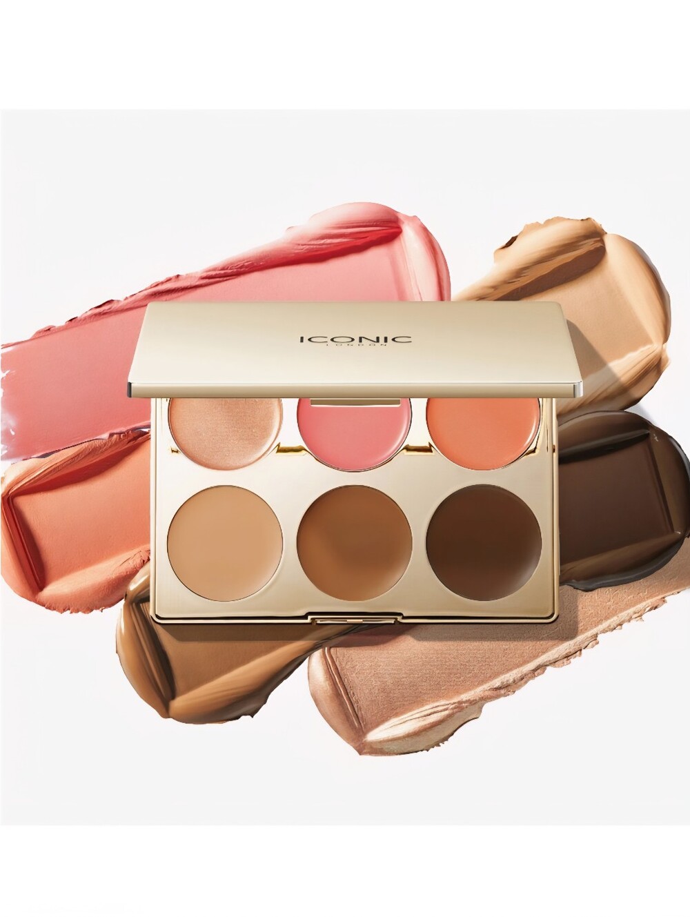 ICONIC London Multi-Use Cream Blush, Bronze & Highlight Palette 6 × 3.2 g 0.11oz